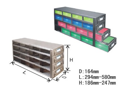 存放100孔帶鉸鏈塑料樣品盒的立式冰箱分隔架-UFDHT係列