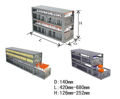 存放15ml試管、50ml試管、存儲瓶的帶抽屜的立式冰箱分隔架-UFD係列